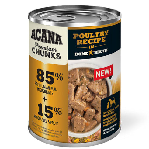 Acana Premium Chunks Poultry Recipe in Bone Broth Canned Dog Food 12.8oz - Poudre Pet and Feed Supply